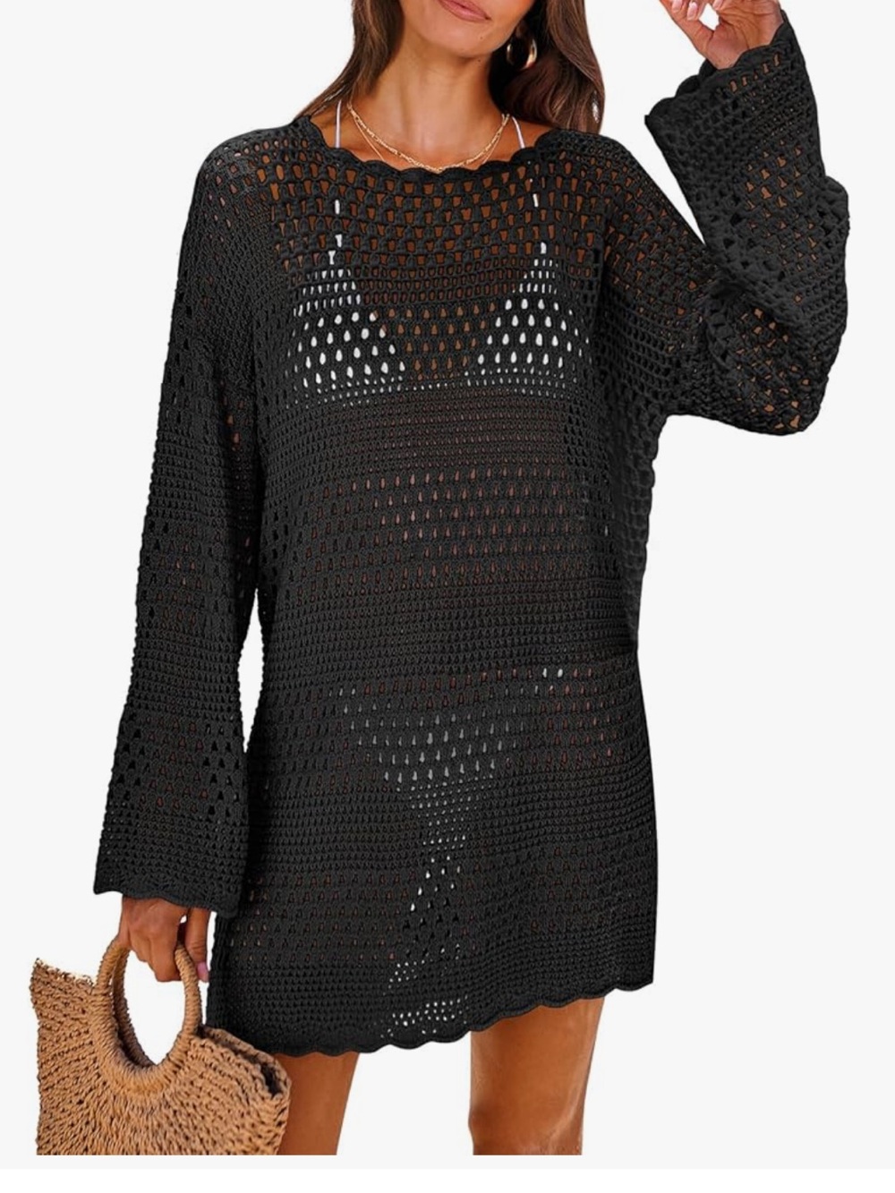 ANRABESS Women Swimsuit Crochet Swim Cover Up